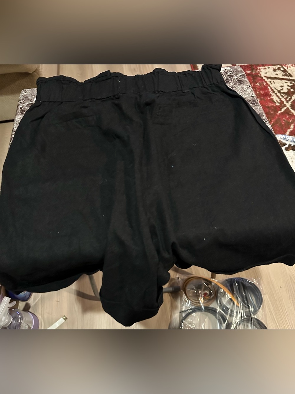 Black High-Waist Bubble Shorts